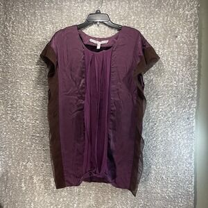 Dallin Chase 2006 Silk Pleated Mini Dress Purple Brown Preppy Elegant City Sz 2